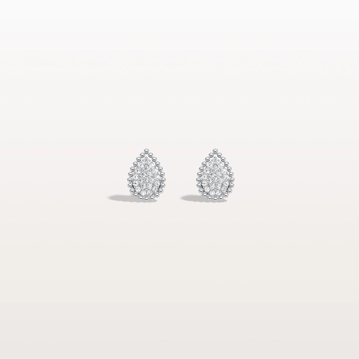 Beaded Teardrop Lab Grown Diamond Earrings in 14K White Gold - Earrings