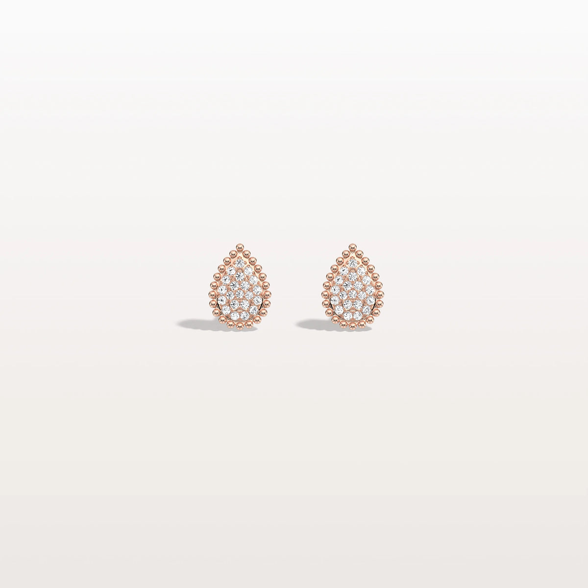 Beaded Teardrop Lab Grown Diamond Earrings in 14K White Gold - Earrings