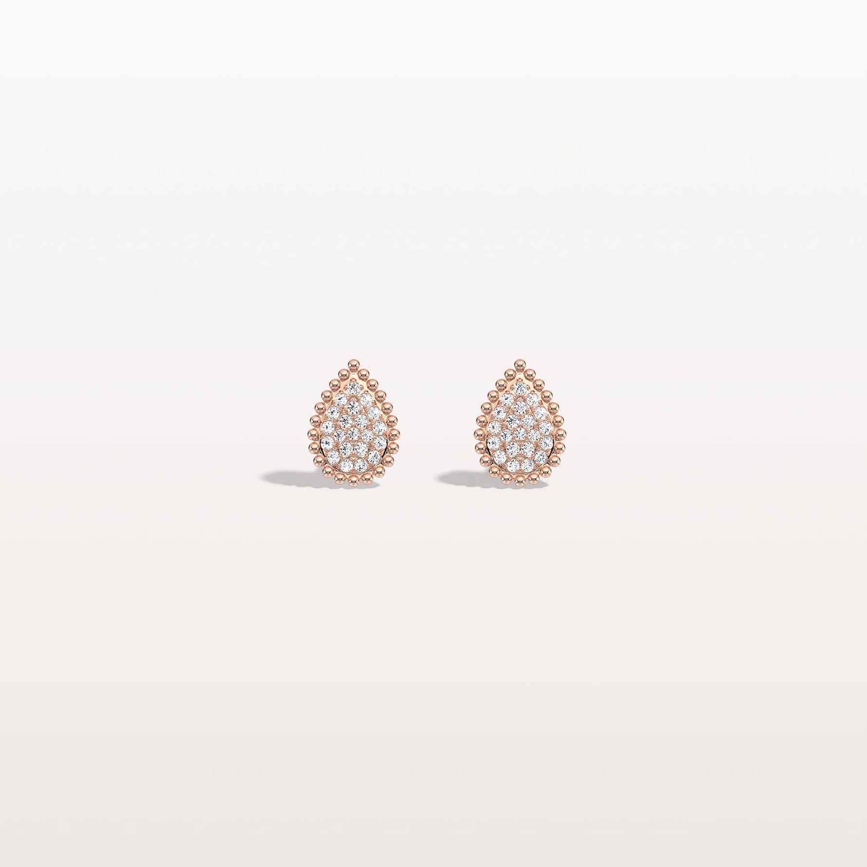 Beaded Teardrop Lab Grown Diamond Earrings in 14K White Gold - Earrings