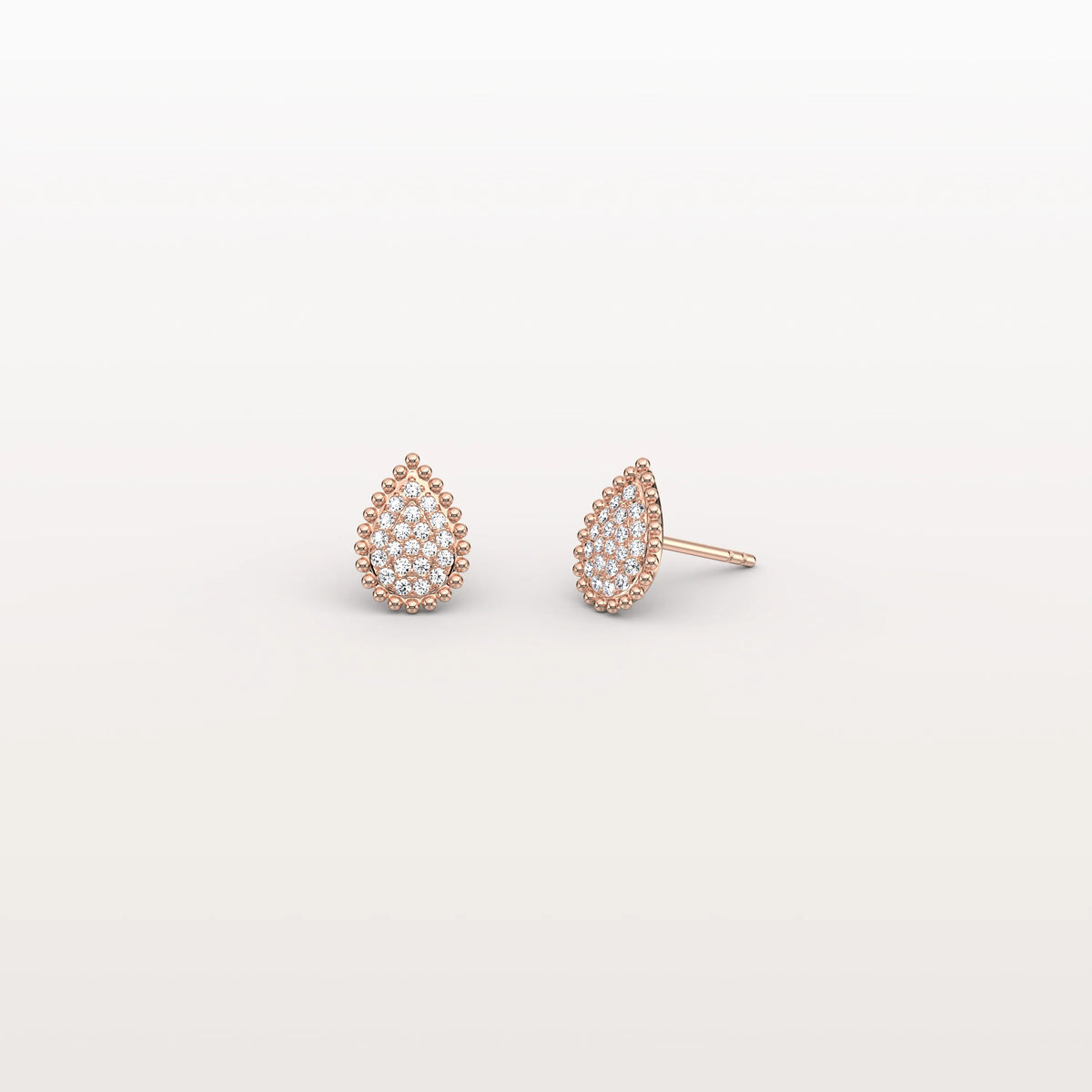 Beaded Teardrop Lab Grown Diamond Earrings in 14K White Gold - Earrings