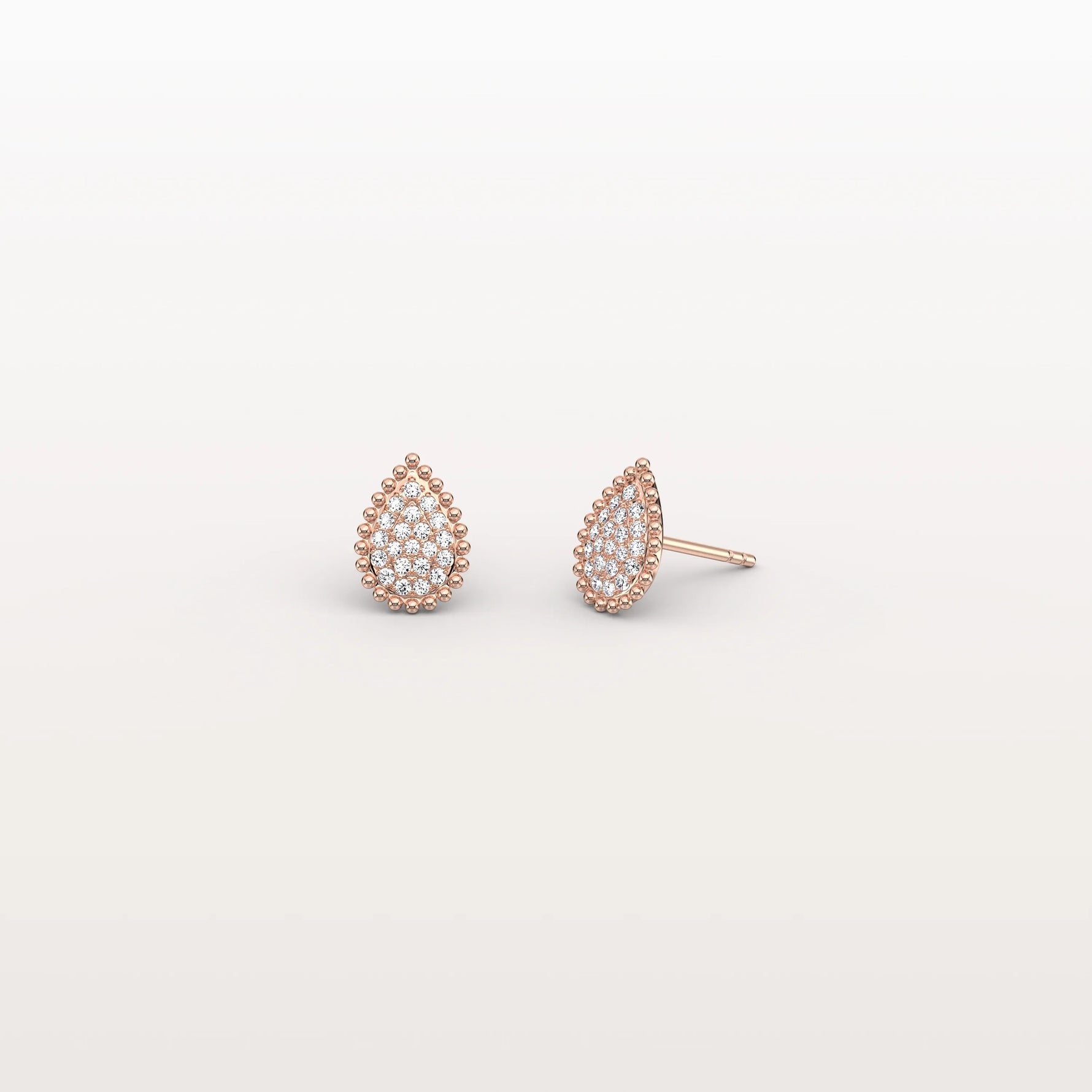 Beaded Teardrop Lab Grown Diamond Earrings in 14K White Gold - Earrings
