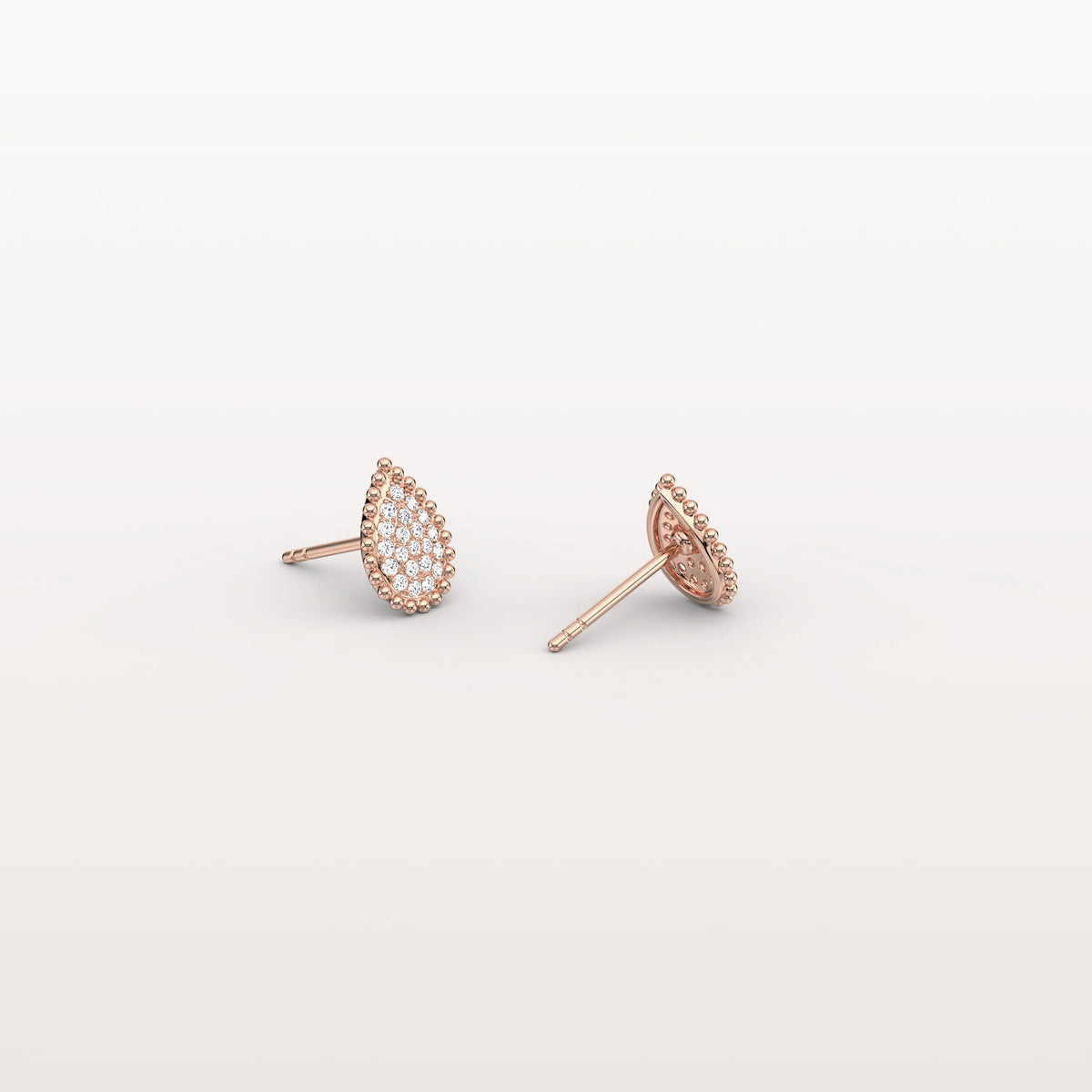 Beaded Teardrop Lab Grown Diamond Earrings in 14K White Gold - Earrings