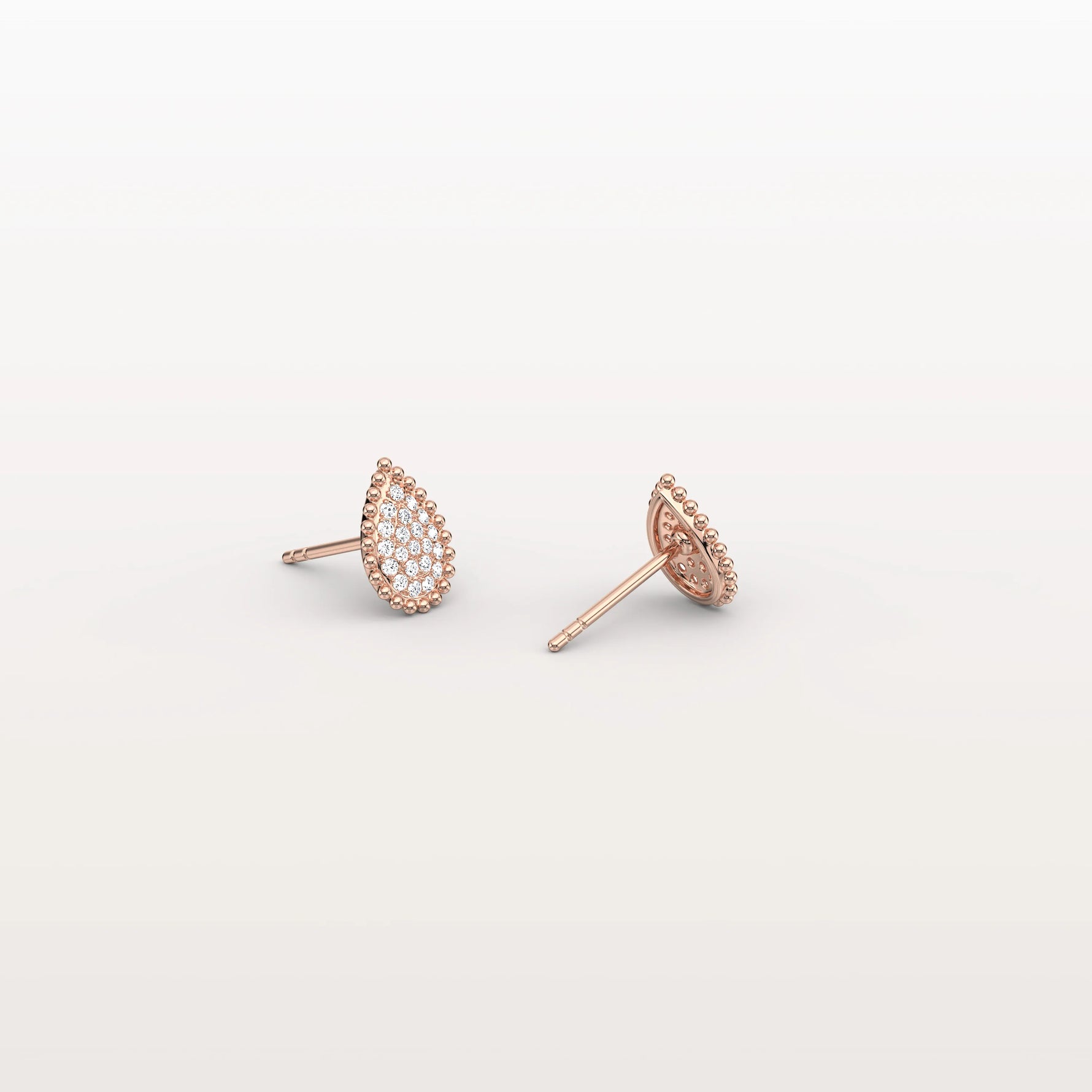 Beaded Teardrop Lab Grown Diamond Earrings in 14K White Gold - Earrings