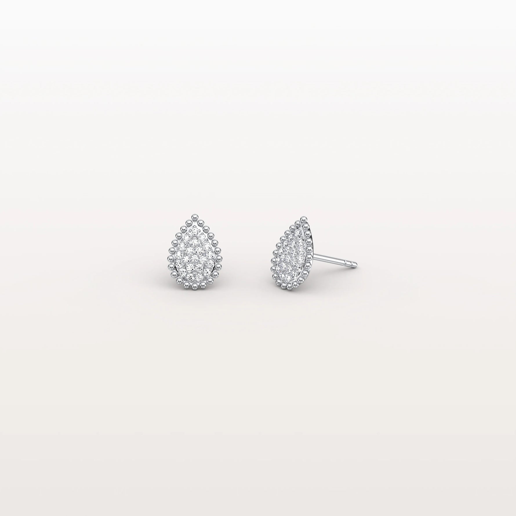 Beaded Teardrop Lab Grown Diamond Earrings in 14K White Gold - Earrings
