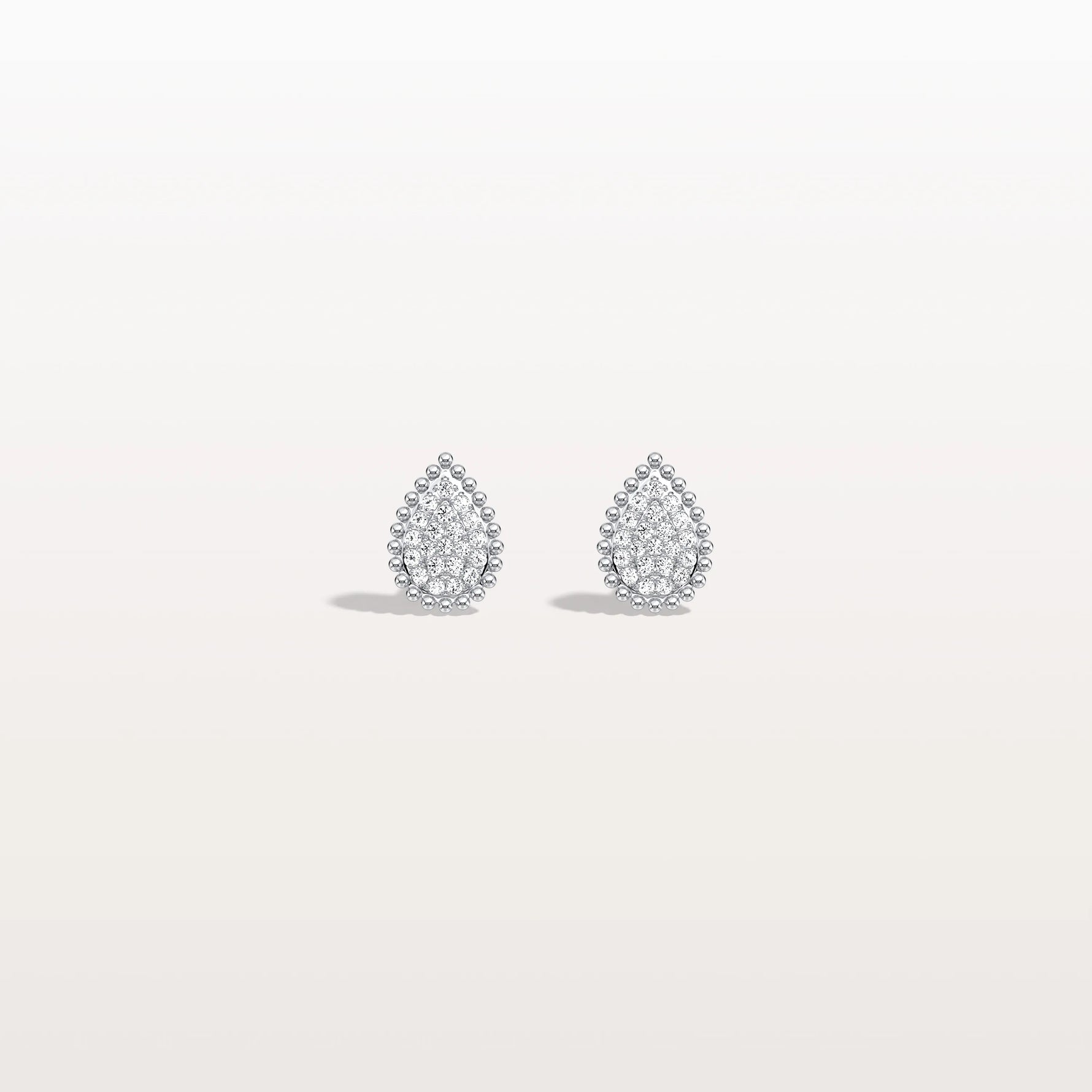 Beaded Teardrop Lab Grown Diamond Earrings in 14K White Gold - Earrings