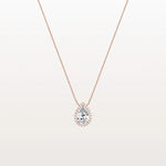 0.5CT Lab Grown Diamond Teardrop Halo Necklace In 14K Solid Gold/Platinum - Necklaces