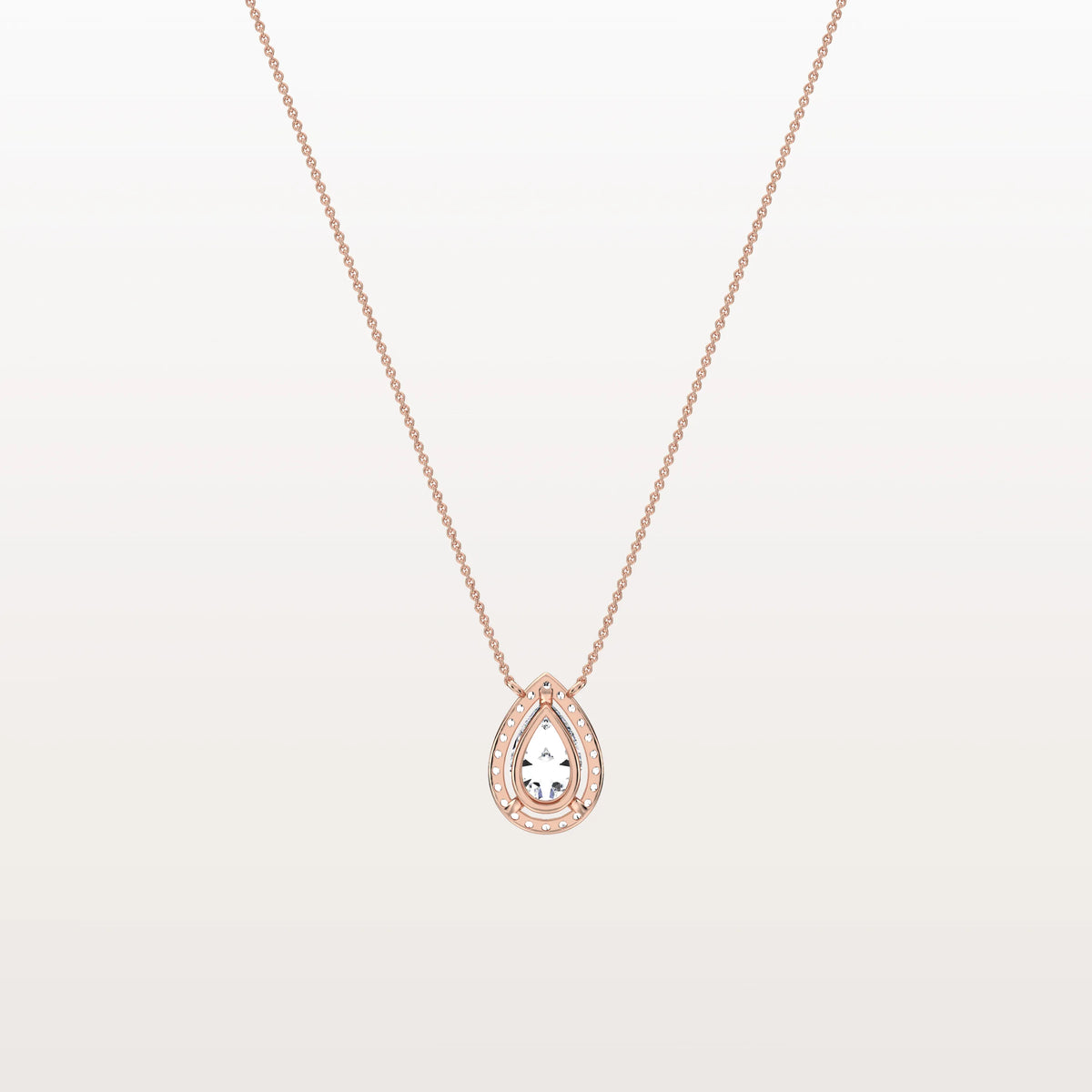 0.5CT Lab Grown Diamond Teardrop Halo Necklace In 14K Solid Gold/Platinum - Necklaces