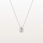 0.5CT Lab Grown Diamond Teardrop Halo Necklace In 14K Solid Gold/Platinum - Necklaces