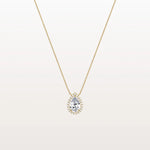 0.5CT Lab Grown Diamond Teardrop Halo Necklace In 14K Solid Gold/Platinum - Necklaces