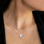 Lab Grown Asscher Cut Necklace In 14K Solid Gold/Platinum - Necklaces