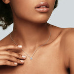 Hexagon Bezel Lab Grown Diamond Necklace in 14K Solid Gold/Platinum - Necklaces