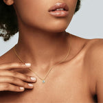 Hexagon Bezel Lab Grown Diamond Necklace in 14K Solid Gold/Platinum - Necklaces