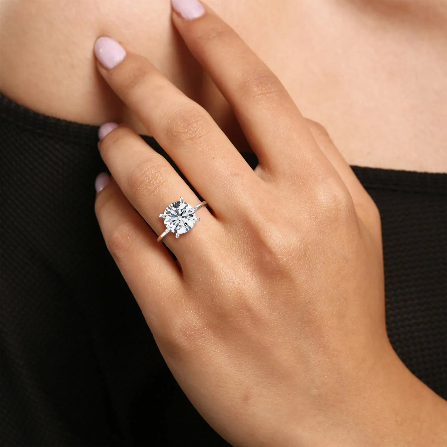3CT Hidden Halo Lab Diamond Engagement Ring with Side Accents - Rings