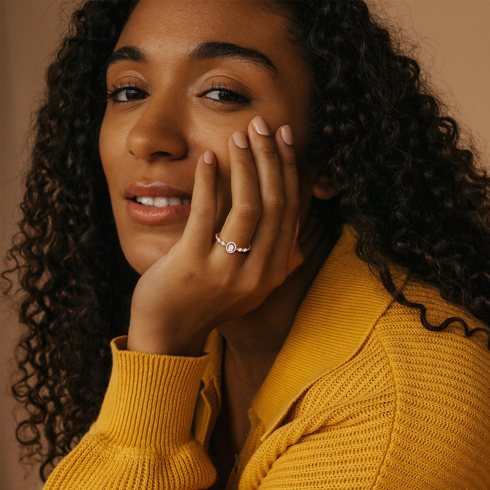 Beaded Oval Cut Lab Diamond Ring In 14K Solid Gold/Platinum - Rings