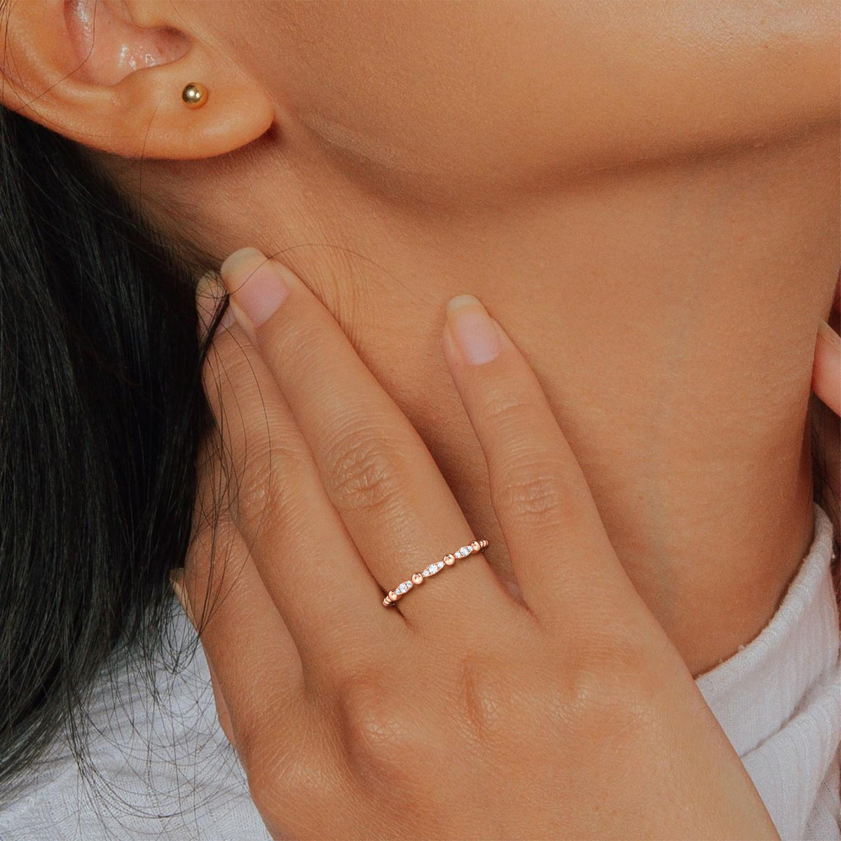 Lab Diamond Milgrain Stackable Anniversary Ring - Rings