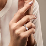 Lab Diamond Bubbles Bezel Seting Fashion Ring in 14K Solid Gold/Platinum - Rings