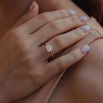 Lab Grown Diamond Beaded Heart Ring in 14K White Gold - Rings