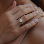 Lab Grown Diamond Beaded Heart Ring in 14K White Gold - Rings