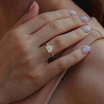 Lab Grown Diamond Beaded Heart Ring in 14K White Gold - Rings