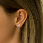 Beaded Teardrop Lab Grown Diamond Earrings in 14K White Gold - Earrings