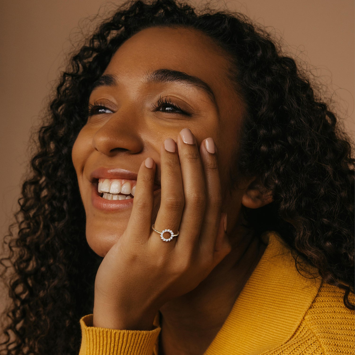 Lab Grown Diamond Open Circle Ring in 14K Solid Gold/Platinum - Rings