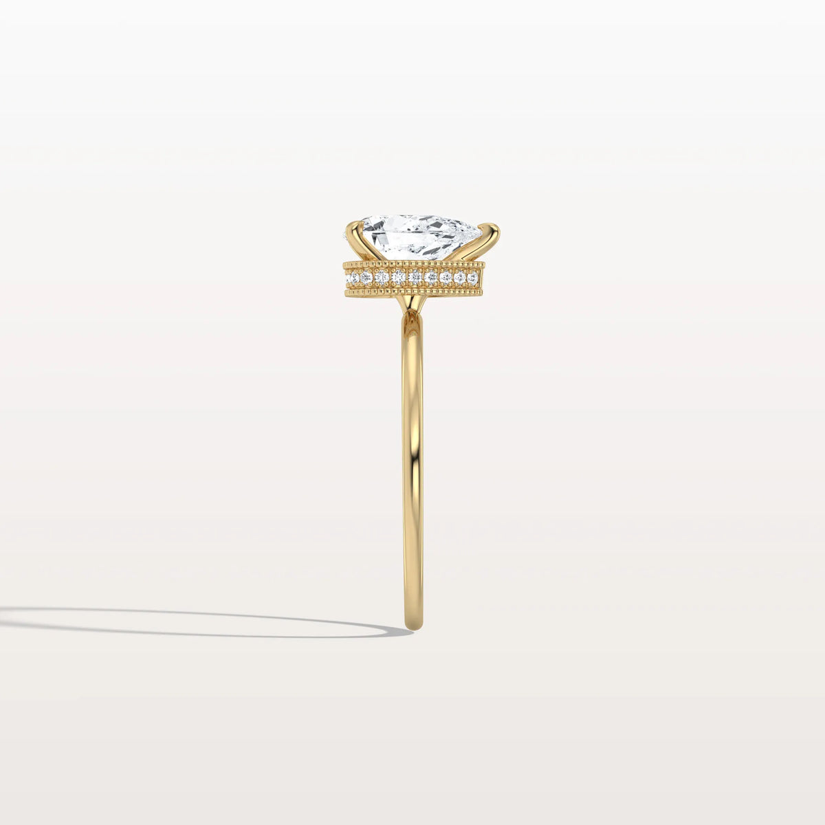 Hidden Halo 1CT Pear Lab Diamond Ring with Basket Setting - Rings