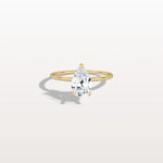 Hidden Halo 1CT Pear Lab Diamond Ring with Basket Setting - Rings