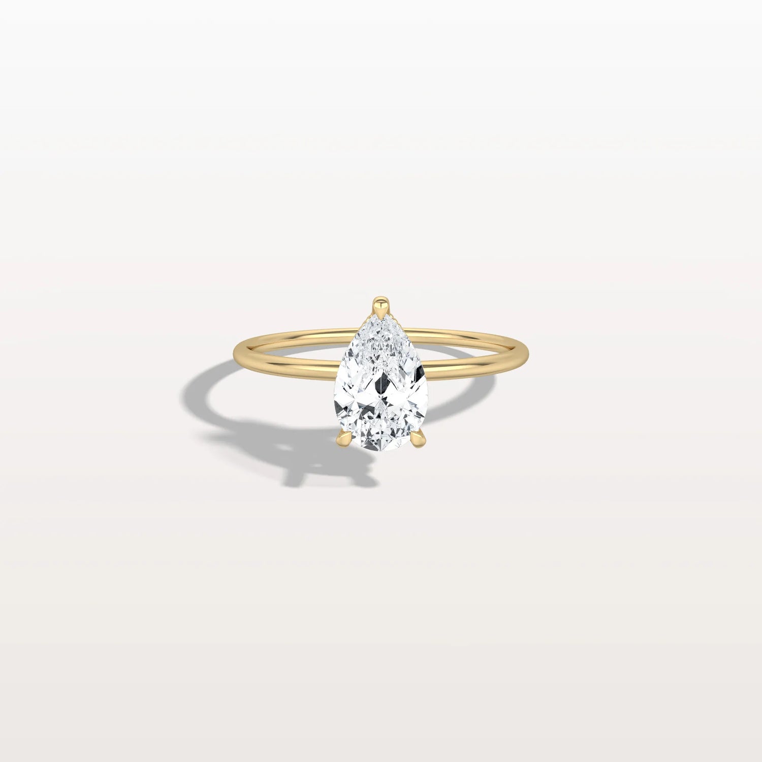 Hidden Halo 1CT Pear Lab Diamond Ring with Basket Setting - Rings