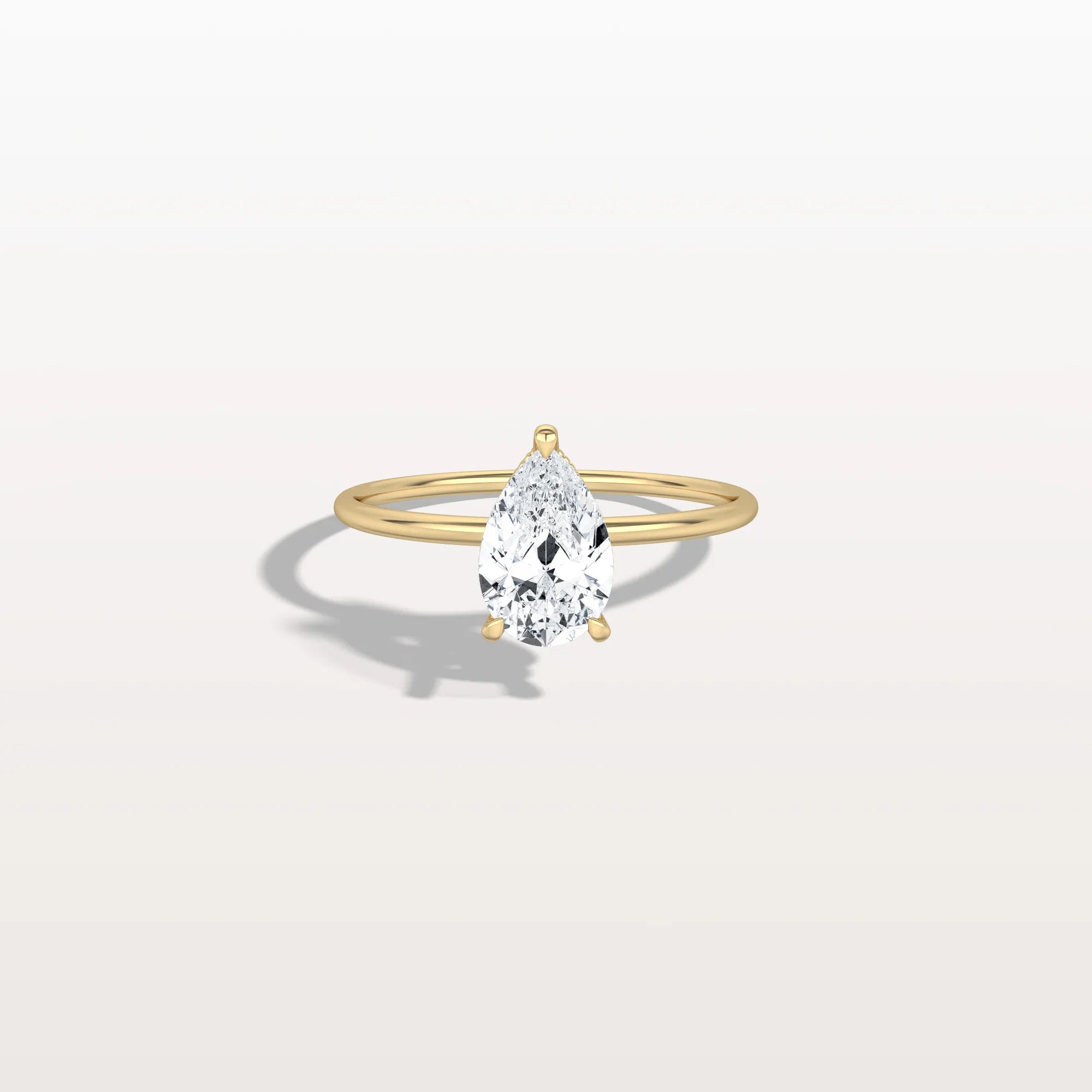 Hidden Halo 1CT Pear Lab Diamond Ring with Basket Setting - Rings
