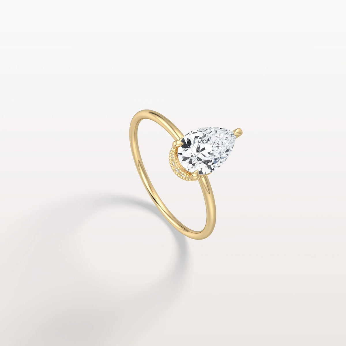 Hidden Halo 1CT Pear Lab Diamond Ring with Basket Setting - Rings