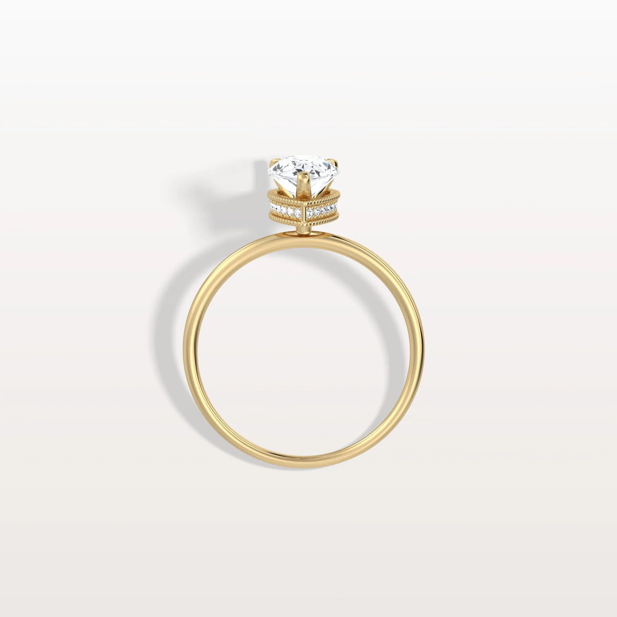 Hidden Halo 1CT Pear Lab Diamond Ring with Basket Setting - Rings