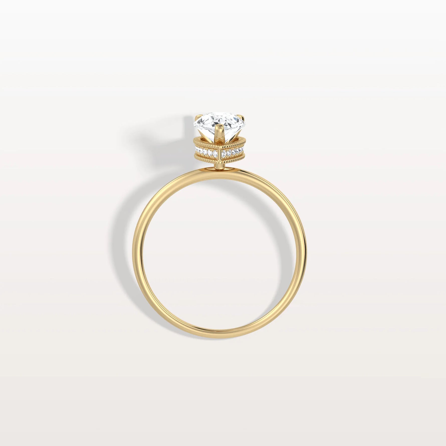 Hidden Halo 1CT Pear Lab Diamond Ring with Basket Setting - Rings
