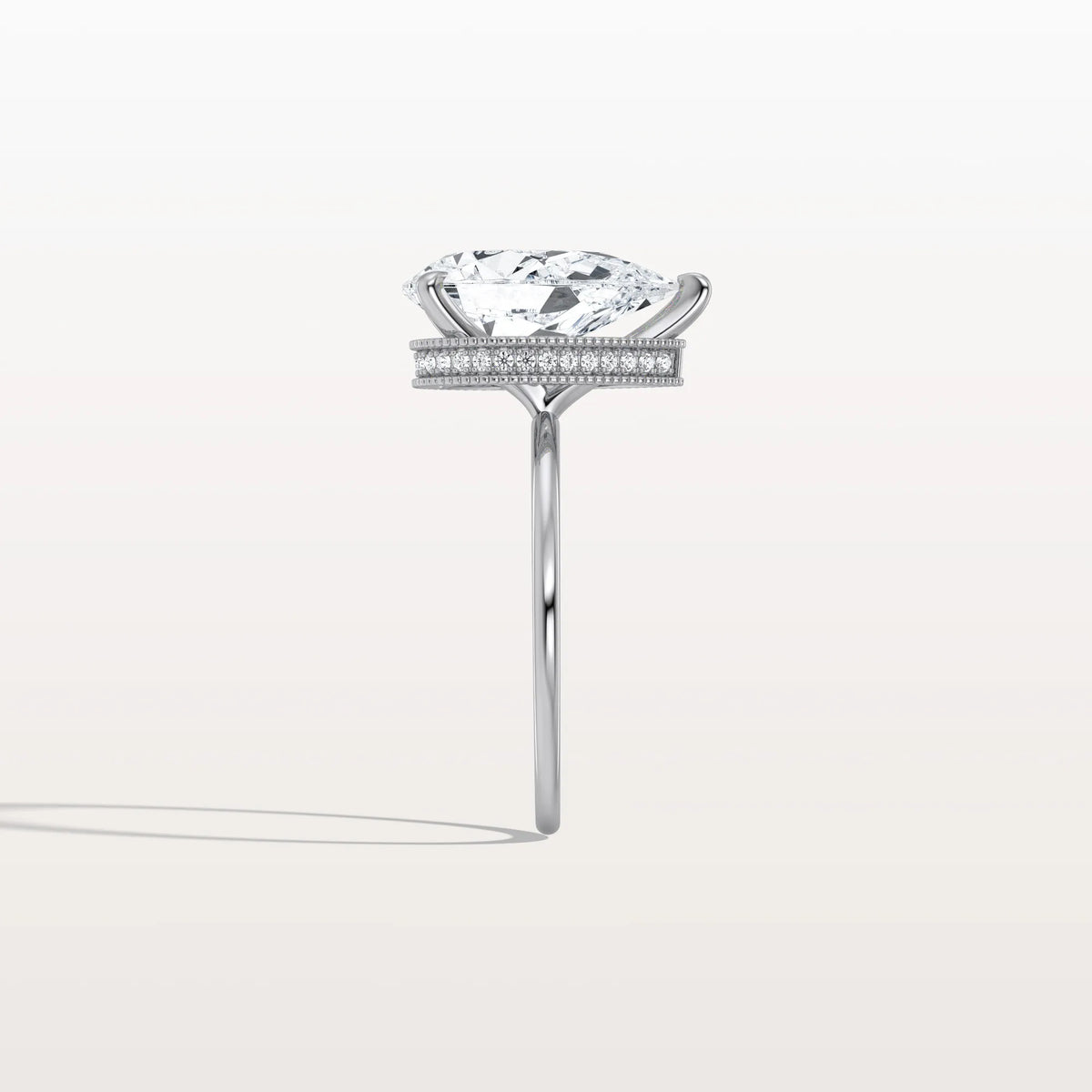 Hidden Halo 3CT Pear Lab Diamond Ring with Basket Setting - Rings