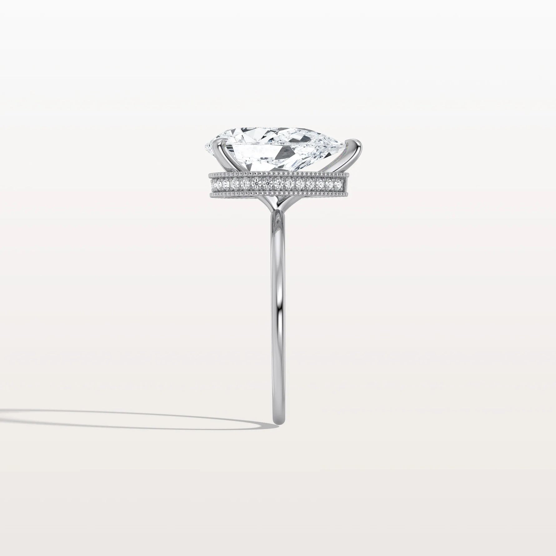 Hidden Halo 3CT Pear Lab Diamond Ring with Basket Setting - Rings