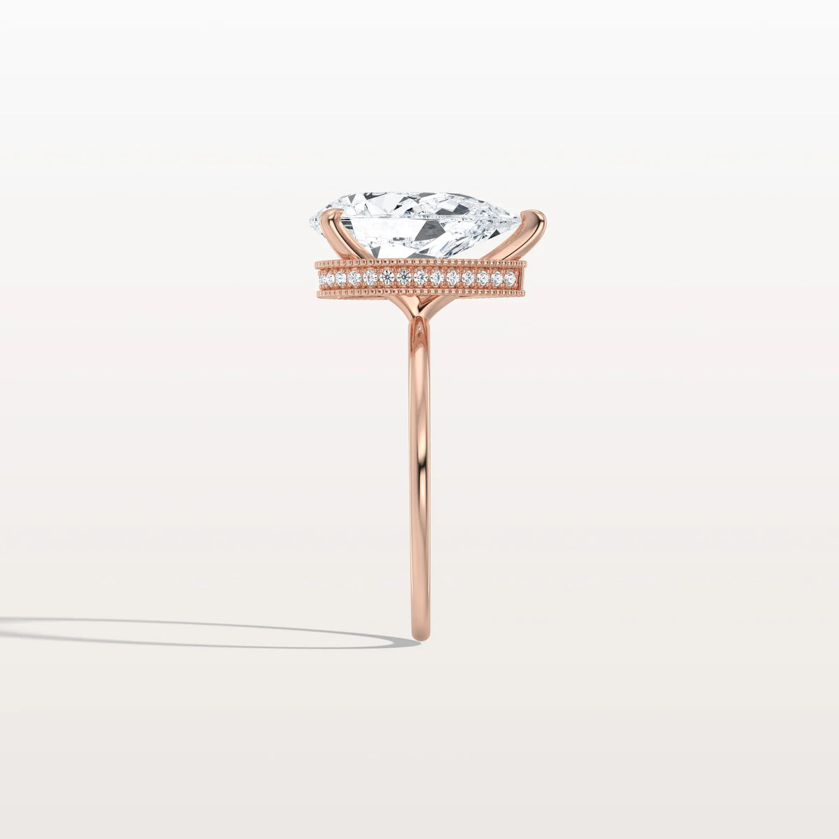 Hidden Halo 3CT Pear Lab Diamond Ring with Basket Setting - Rings