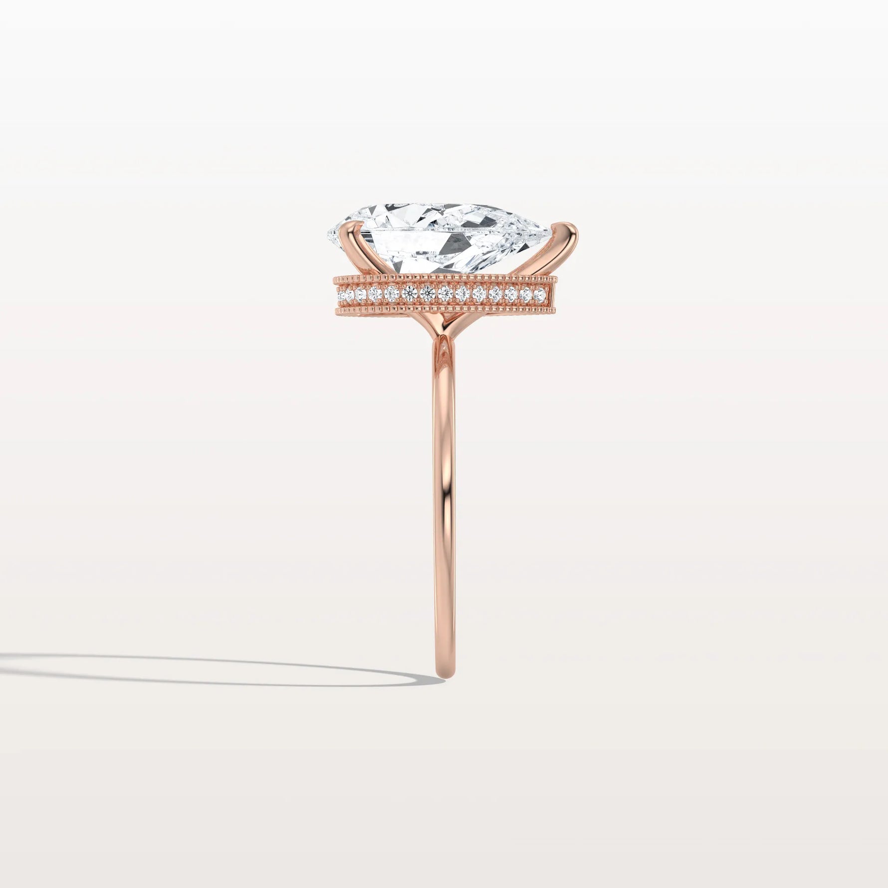Hidden Halo 3CT Pear Lab Diamond Ring with Basket Setting - Rings