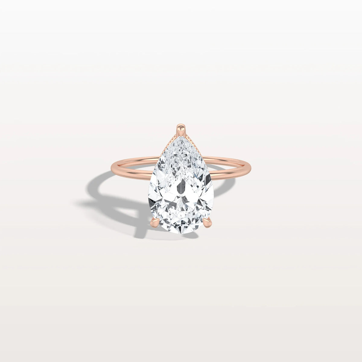 Hidden Halo 3CT Pear Lab Diamond Ring with Basket Setting - Rings