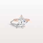 Hidden Halo 3CT Pear Lab Diamond Ring with Basket Setting - Rings