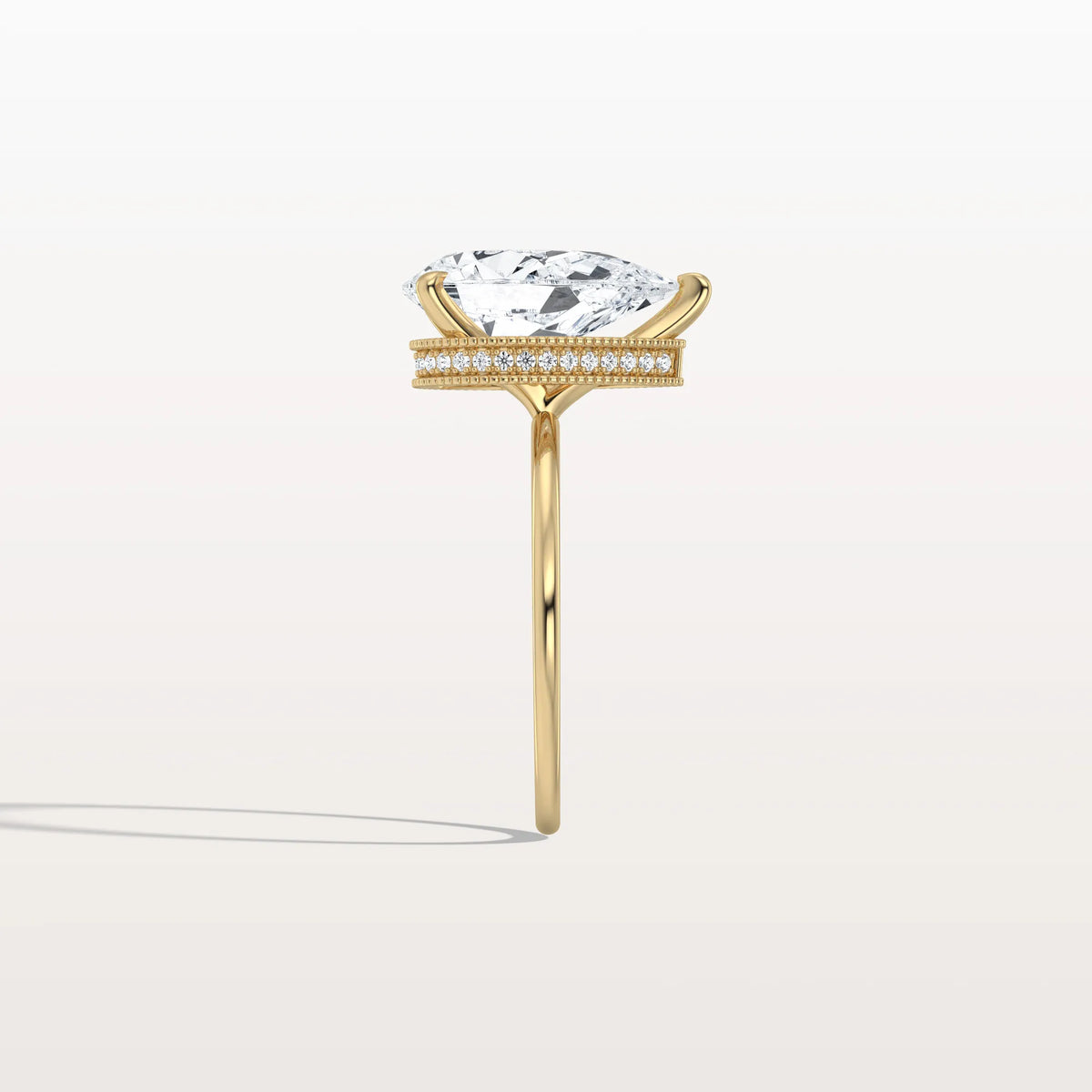 Hidden Halo 3CT Pear Lab Diamond Ring with Basket Setting - Rings