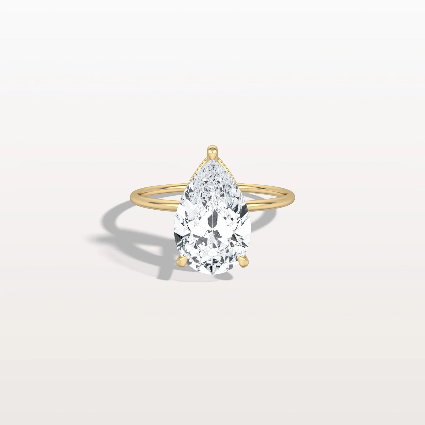 Hidden Halo 3CT Pear Lab Diamond Ring with Basket Setting - Rings