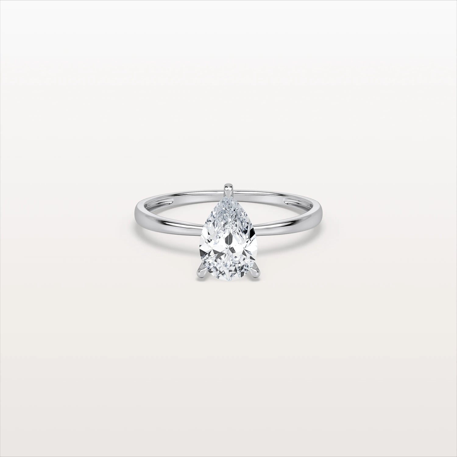 1CT Pear Cut Lab Diamond Engagement Ring In 14K Gold - Rings