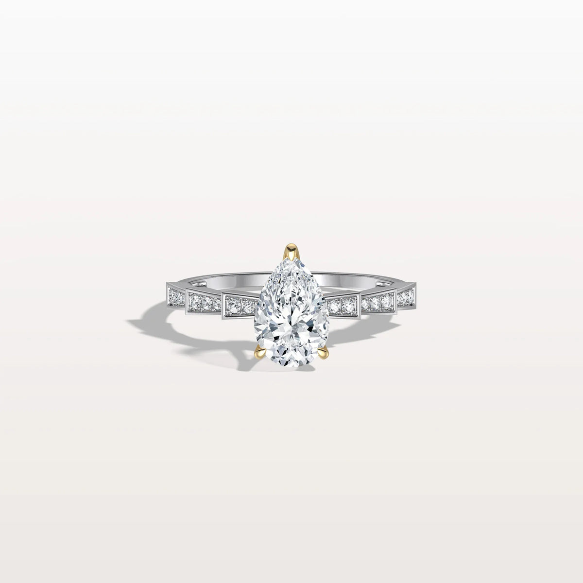 1CT Two - Tone Pave Pear Lab Grown Diamond Ring - Rings