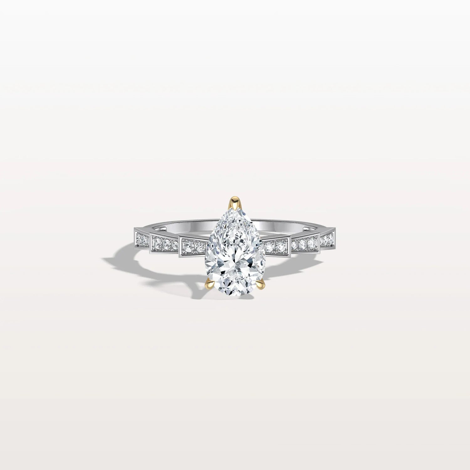 1CT Two - Tone Pave Pear Lab Grown Diamond Ring - Rings