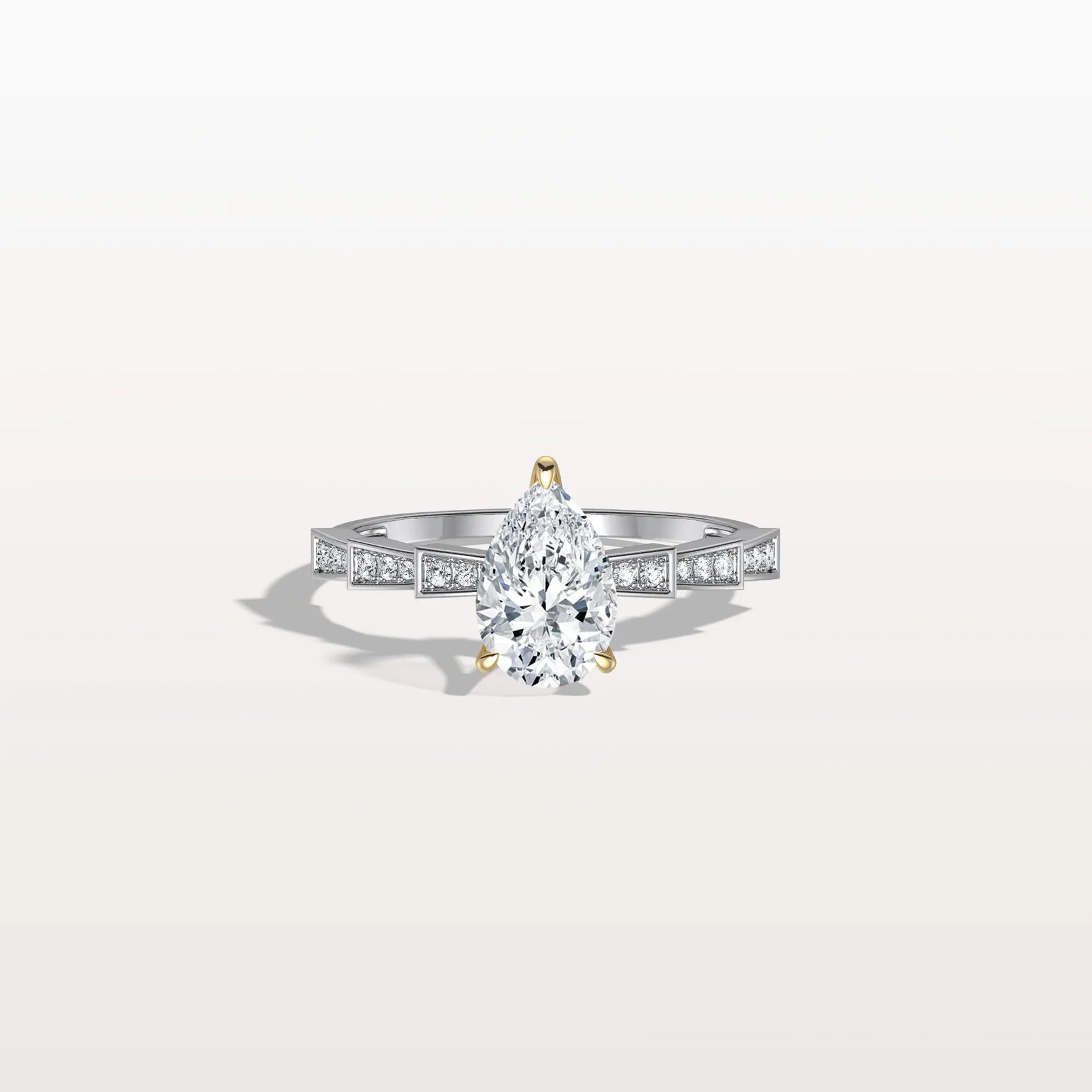 1CT Two - Tone Pave Pear Lab Grown Diamond Ring - Rings