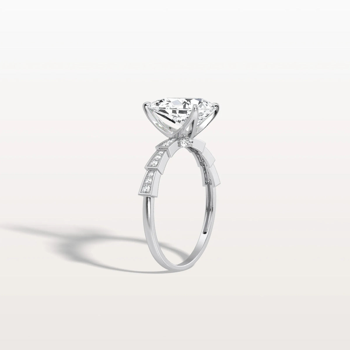 2CT Pear Cut Lab Diamond Hidden Halo Ring - Modern Style - Rings