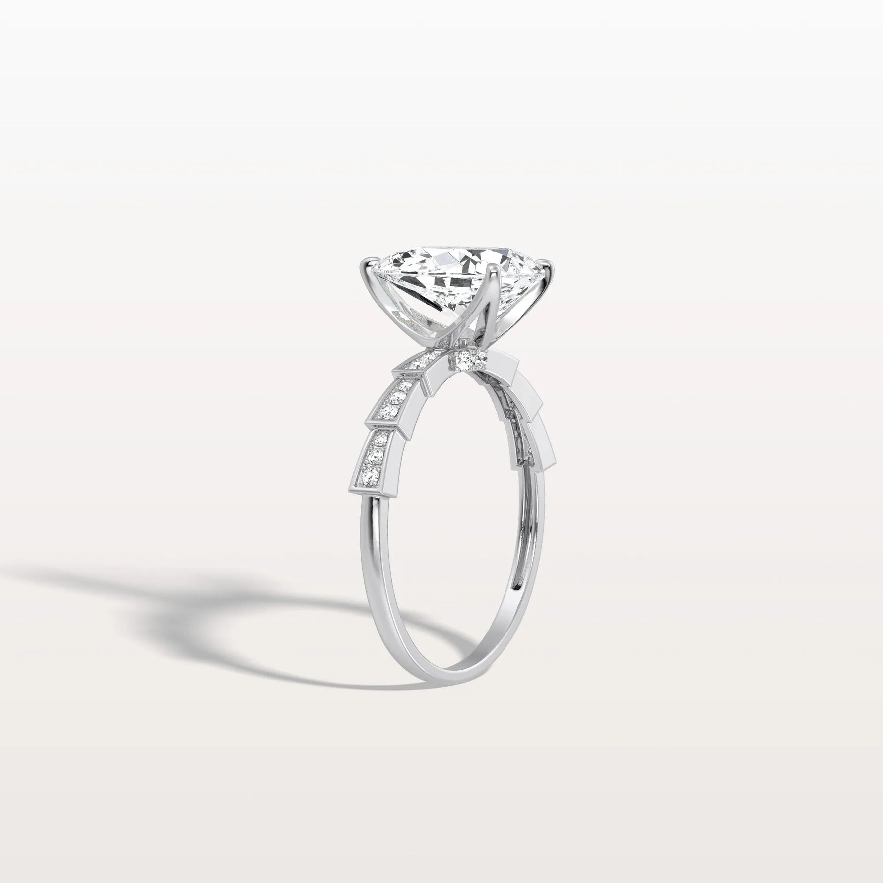 2CT Pear Cut Lab Diamond Hidden Halo Ring - Modern Style - Rings
