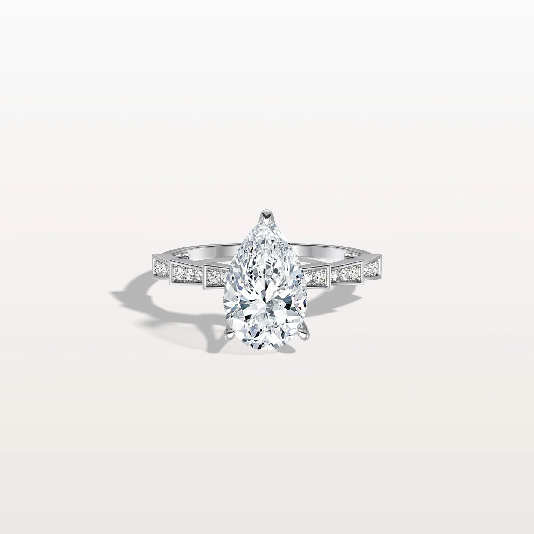 2CT Pear Cut Lab Diamond Hidden Halo Ring - Modern Style - Rings