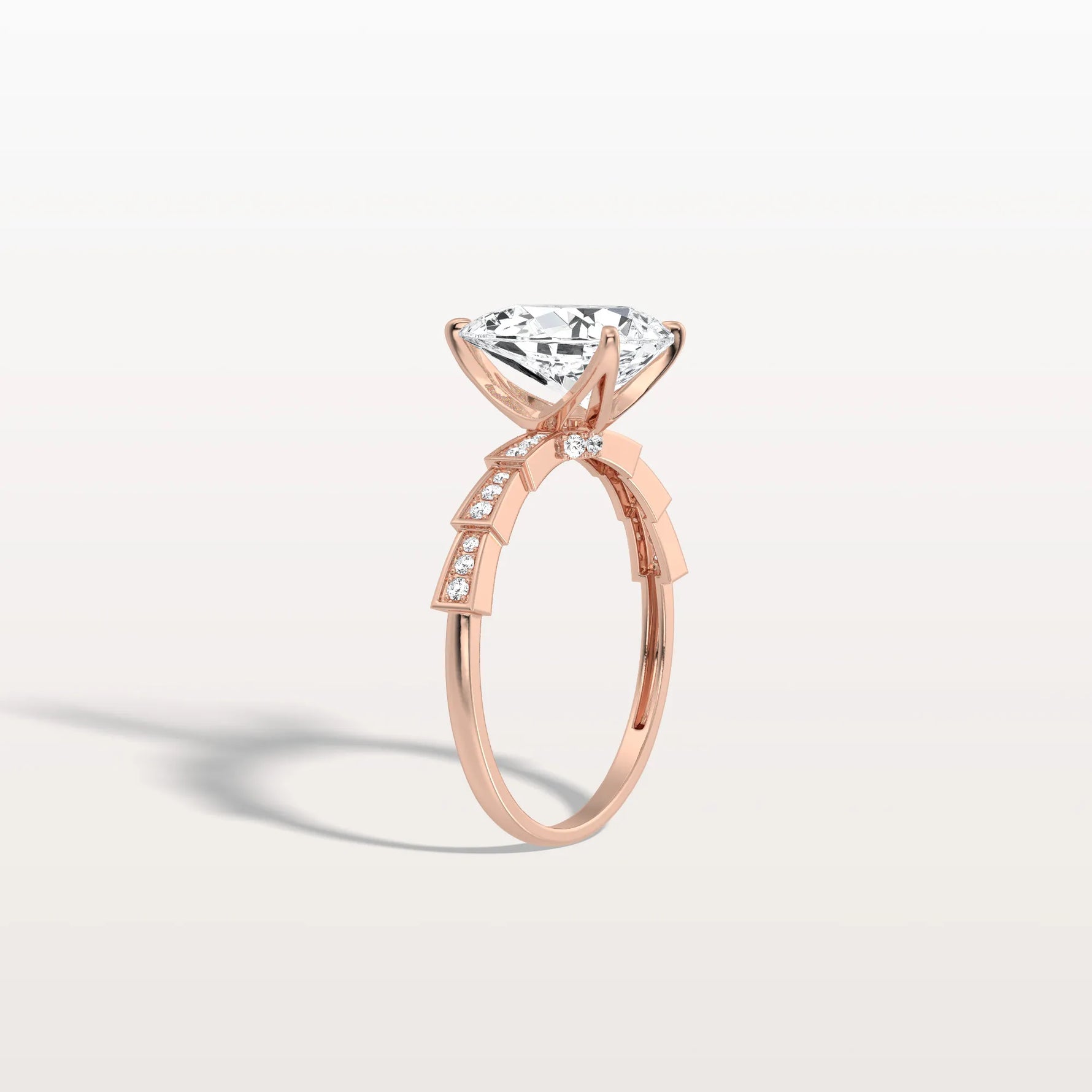 2CT Pear Cut Lab Diamond Hidden Halo Ring - Modern Style - Rings