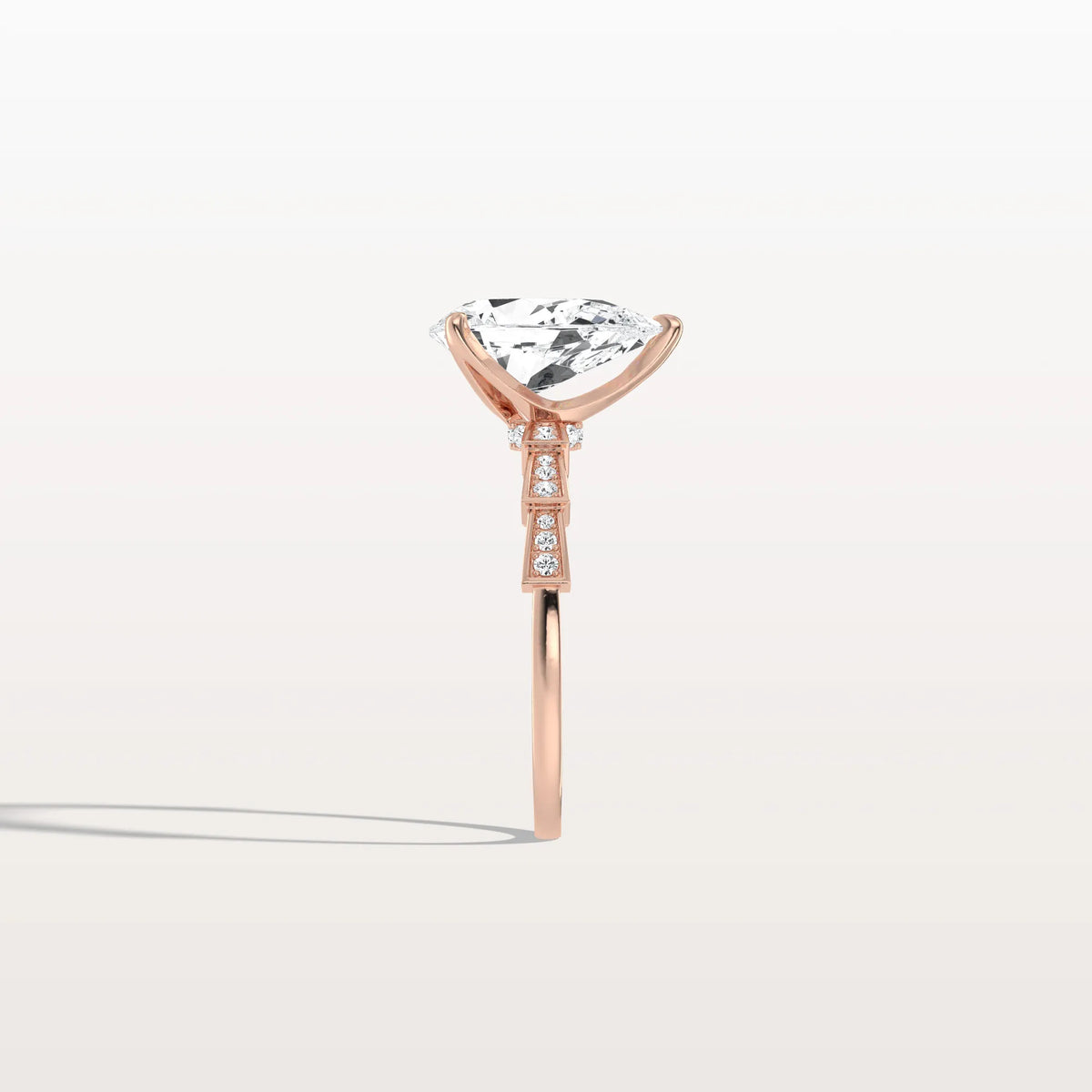 2CT Pear Cut Lab Diamond Hidden Halo Ring - Modern Style - Rings