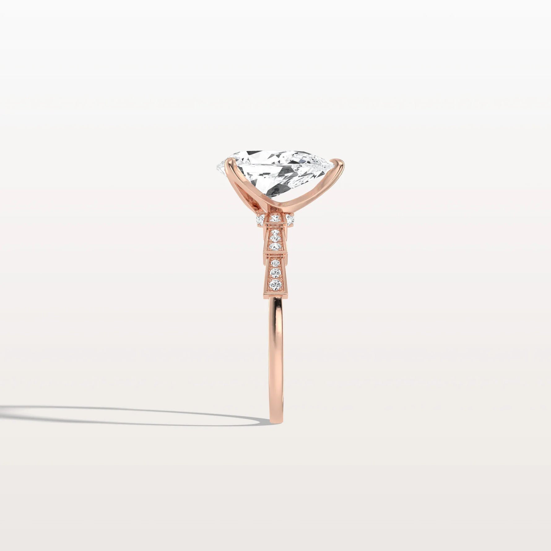 2CT Pear Cut Lab Diamond Hidden Halo Ring - Modern Style - Rings